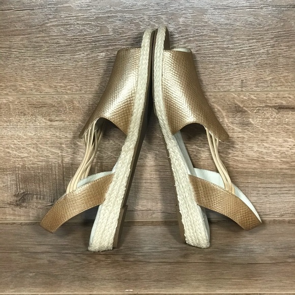 David Tate June Slingback Sandal Womens 9 WW Metallic Matte Gold Espadrille - Picture 5 of 15